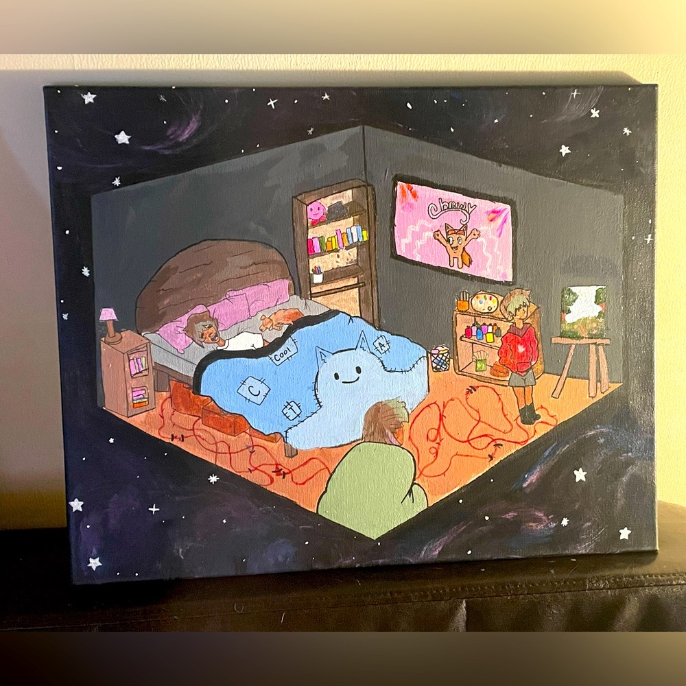 Black and Blue Abstract Painting Art